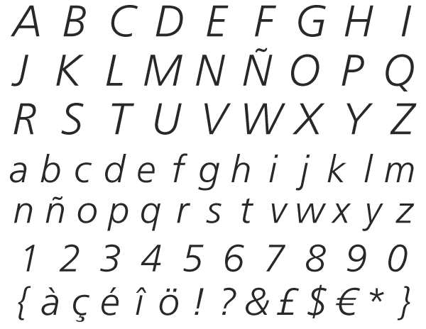 Frutiger Linotype italic
